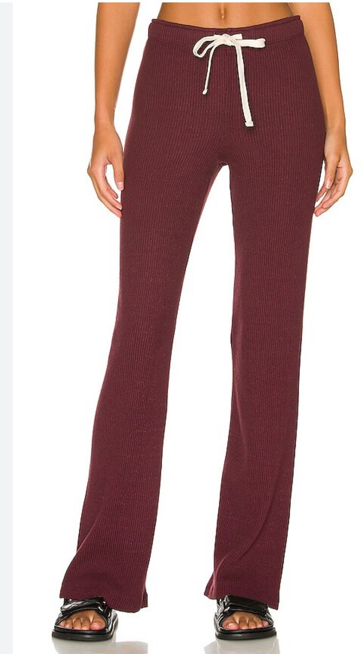 Monrow Brushed Rib Straight Sweat Pants Merlot S